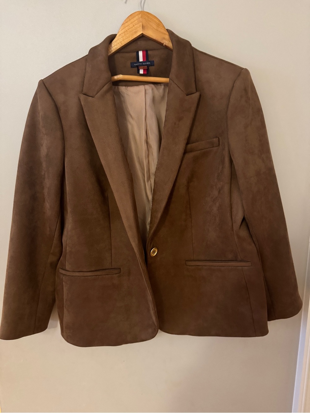 Tommy Hilfiger Brown Suede Single-Button Blazer